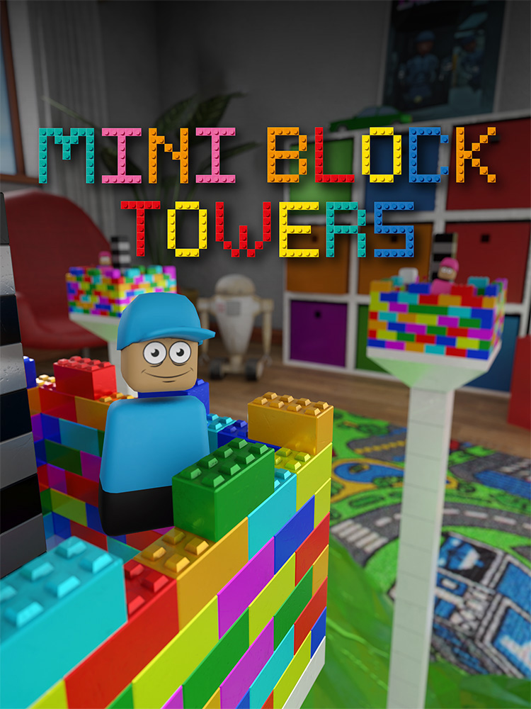 Spieler baut einen Turm in einem VR-Blockspiel.